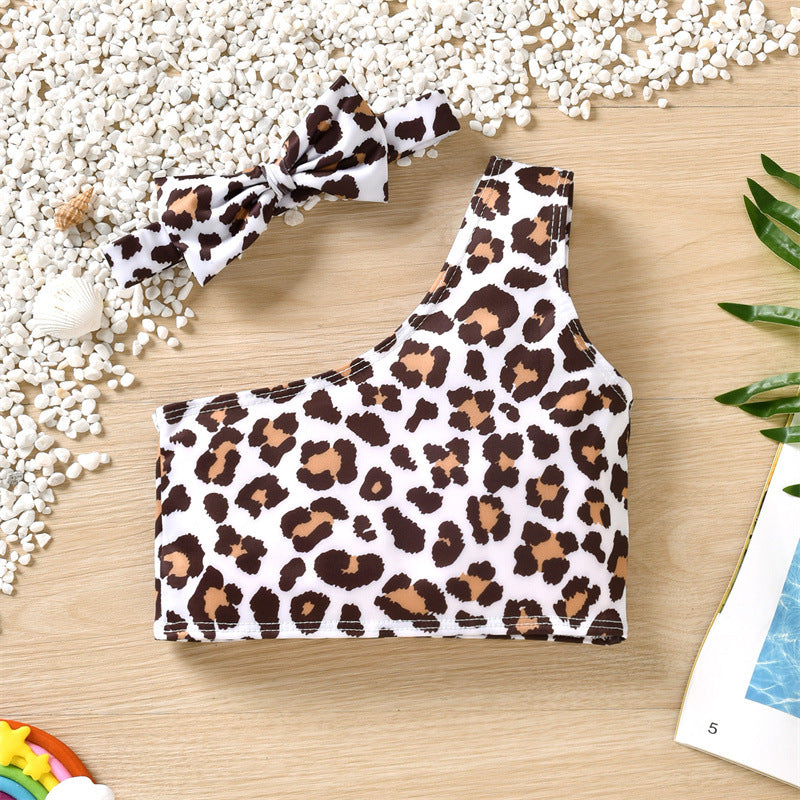 Wholesale Kids Leopard Print Polyester Swimwear